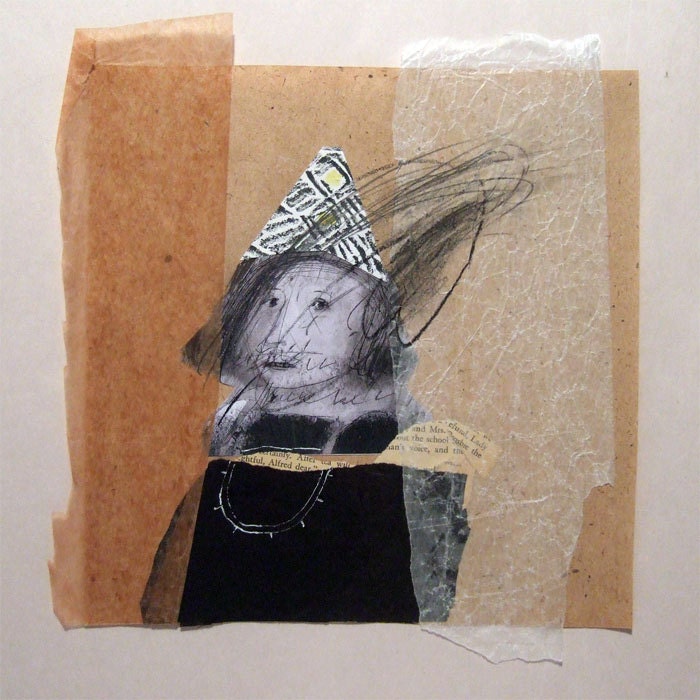 QUEEN original mixed media figurative woman portrait