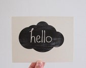 hello printable card - cloud