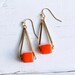 Neon Orange Earrings ... Geometric Triangle Tangerine Block