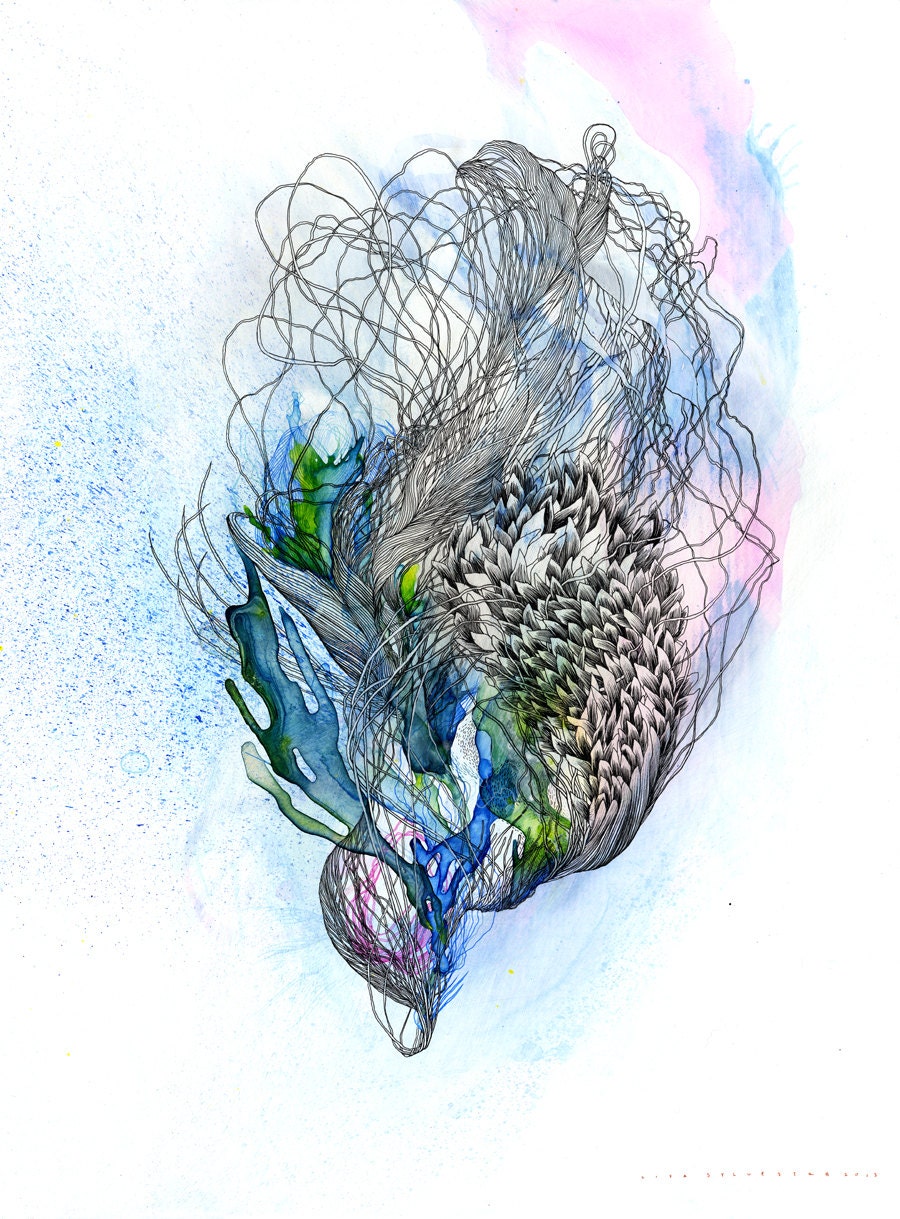 MED. SIZE - Perched on the edge of bloom, color was not separate from sound - Giclee print - 11" x 14"