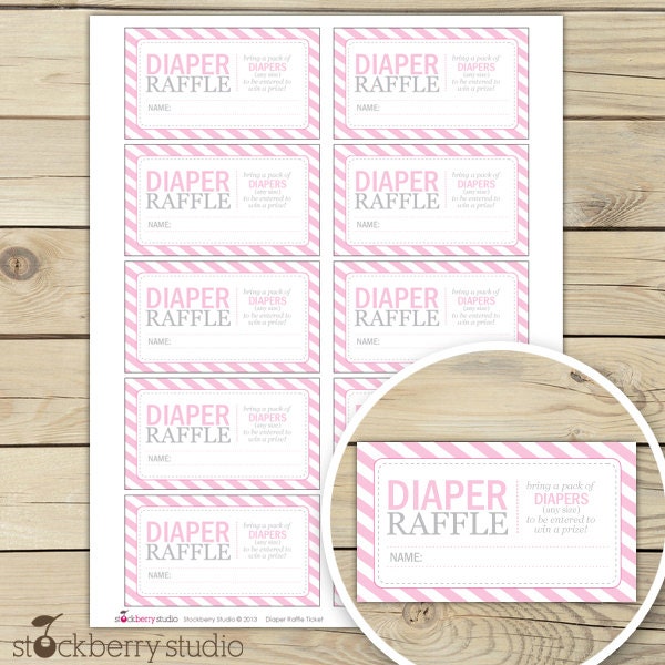 Light Pink Baby Shower Diaper Raffle Tickets - Instant Download Il_570xn