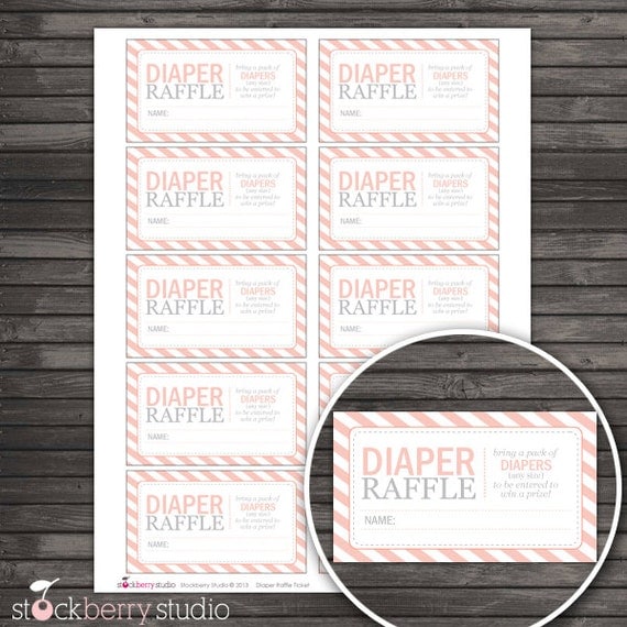 Peach Baby Shower Diaper Raffle Tickets - Instant Download Il_570xn