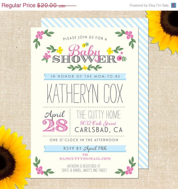 MEMORIAL WEEKEND Whimsy Baby Shower Invitation DIY Printable
