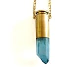 OPHELIA aqua aura bullet crystal necklace