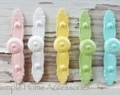Large Cast Iron Cabinet Pulls- Shabby French-Pink White Yellow Green Aquamarine -Summer Home-Malibu House-Soft Colors-Pastels - Baby Nursery