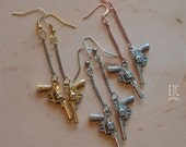 Silver Pistol Mixed Metal Earrings