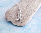 Cowboy Boot Pendant - Silver Boot Charm Necklace - Made in USA