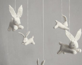 reserved for Sarah  / Baby crib mobile  / bunnies mobile / rabbit mobile / JOYFUL SPRING / made to order