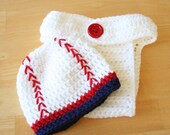 Newborn Baseball Hat and Diaper Cover Set, Newborn to 12 months sizes, Photography Prop
