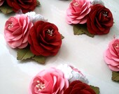 Handmade Paper Flowers - Corsage - Red - Pink - Weddings - Bridal Shower - Baby Shower - Boutonniere - Made To Order Il_170x135