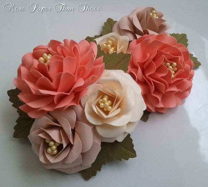 Handmade Paper Flowers - Corsage - Coral - Tan - Ivory - Weddings - Bridal Shower - Baby Shower - Boutonniere - Made To Order Il_170x135