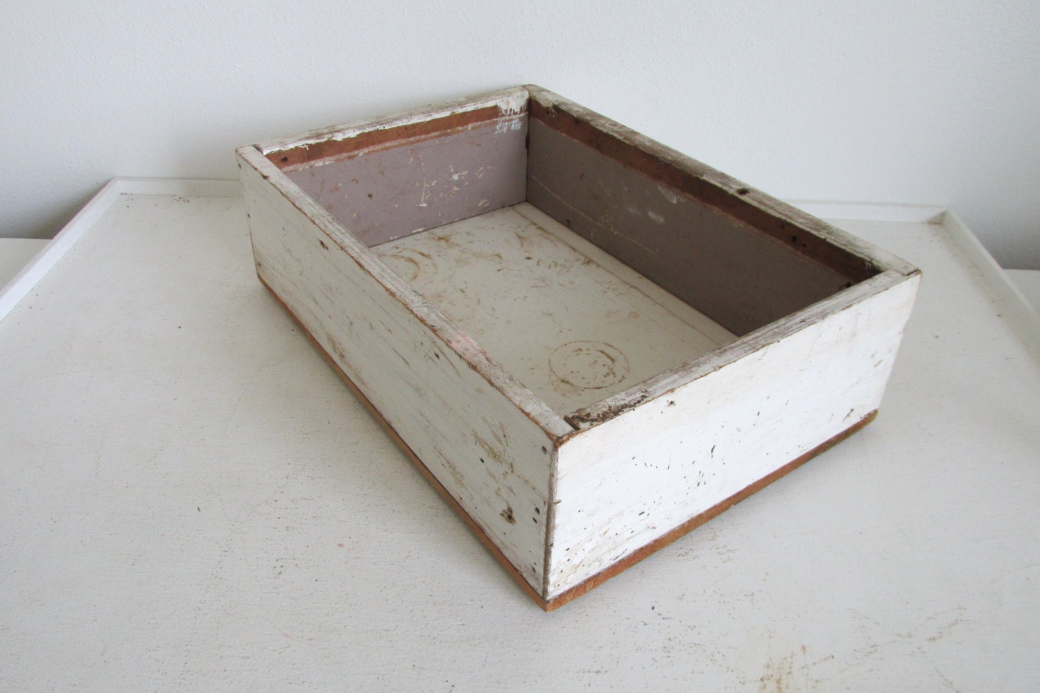 Vintage White Wood Box