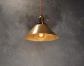 Vintage Industrial Hanging Light with Steel Cone Shade - Machine Age Minimalist Bare Bulb Pendant Lamp - DWVintage