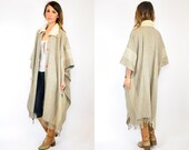 bohemian CASUAL mexican striped EARTHY cape FRINGED cloak, one size fits all