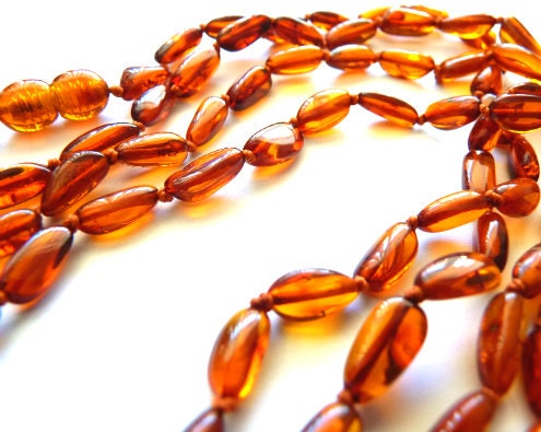 Baltic Amber Long Necklace Cognac 48"