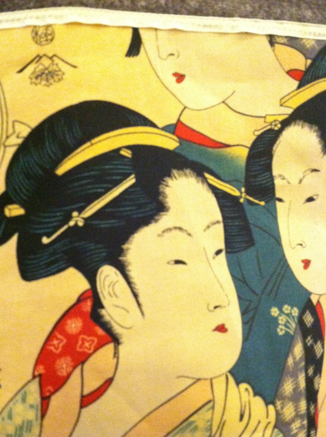 Beautiful, Asian Women Portraits in Great Detail with Kimonos, a Handmade, Large, Tote Bag. One of a kind.