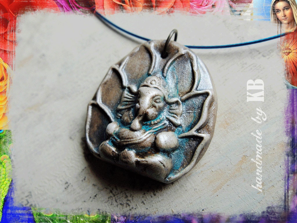 Ganesh Necklace - One of a Kind Yoga Inspired Clay Pendant