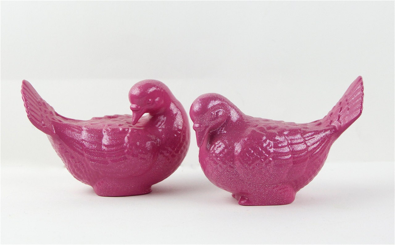 Hot Pink Sparkle Birds - Glitter Love Birds - Valentine's Day Decor