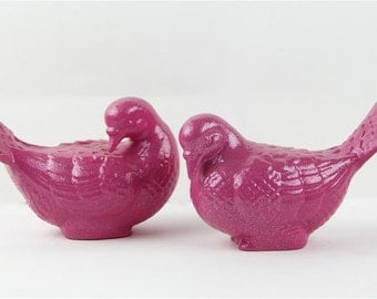 Hot Pink Sparkle Birds - Glitter Love Birds - Valentine's Day Decor