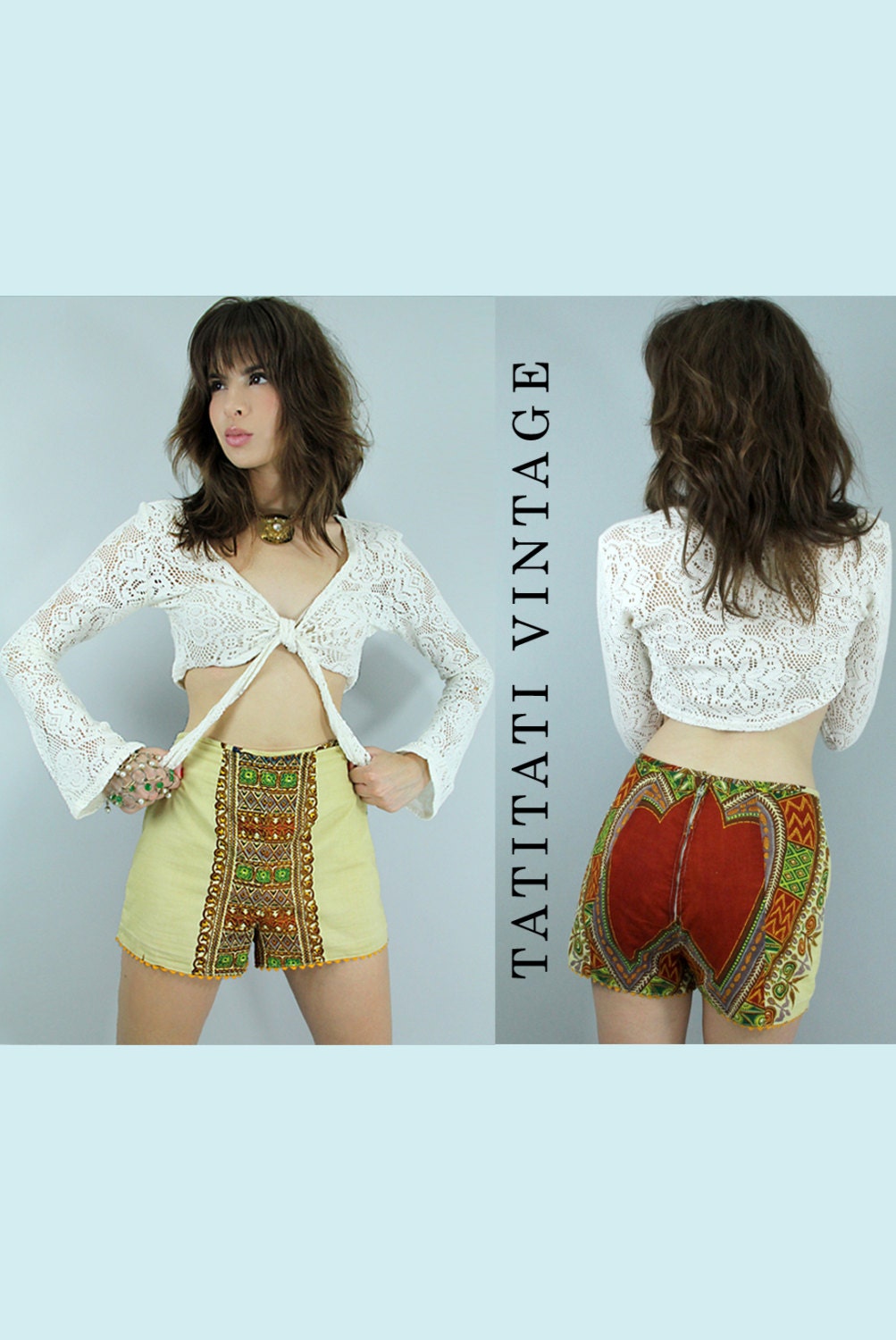 OOAK Vintage 60s GYPSY High Waisted Shorts  // Vintage Clothes by TatiTatiVintage on Etsy