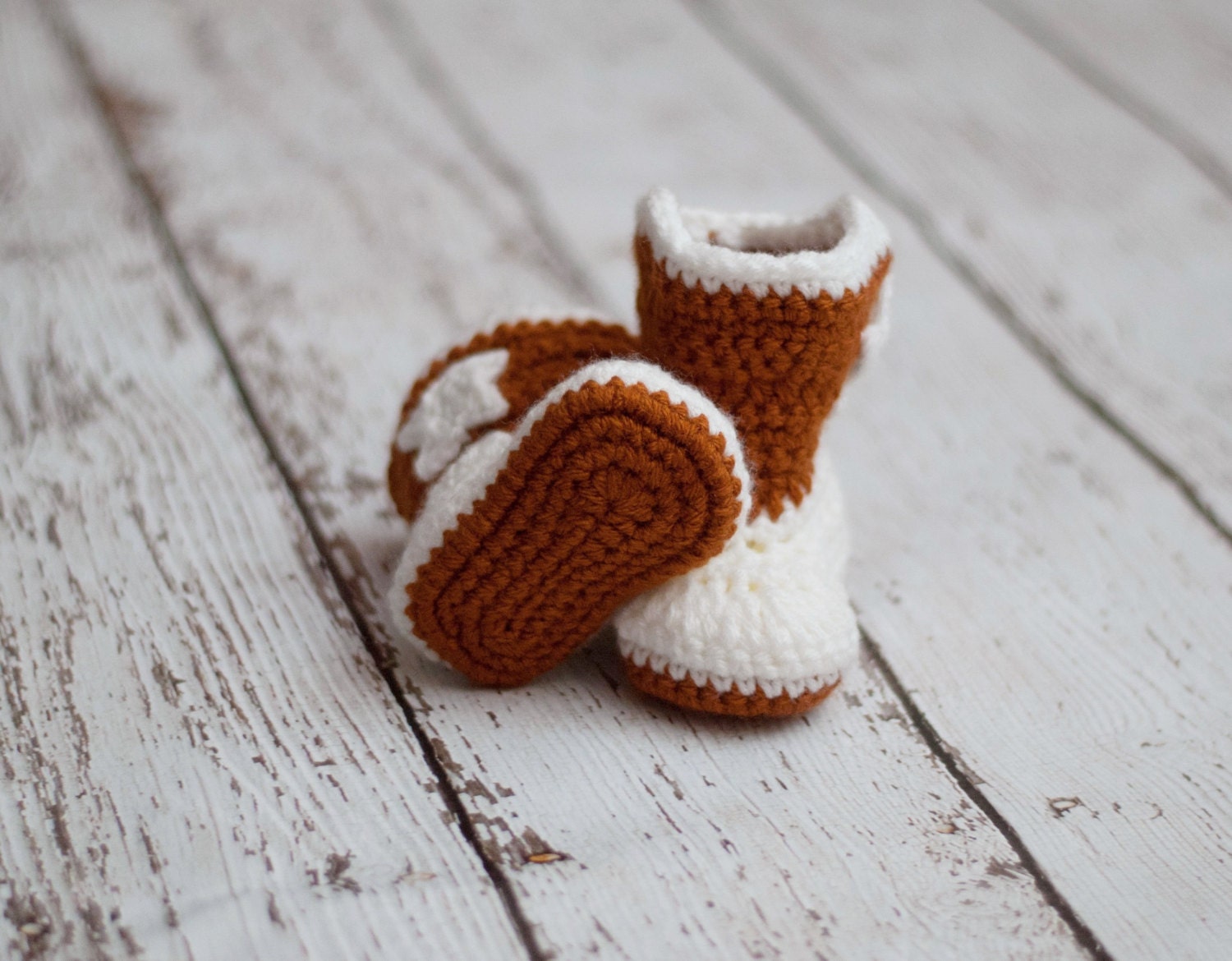 Longhorn Baby Boots, Crochet Baby Booties, Cowboy Boots, Infant Sizes, Newborn to 12 Months, Made to Order