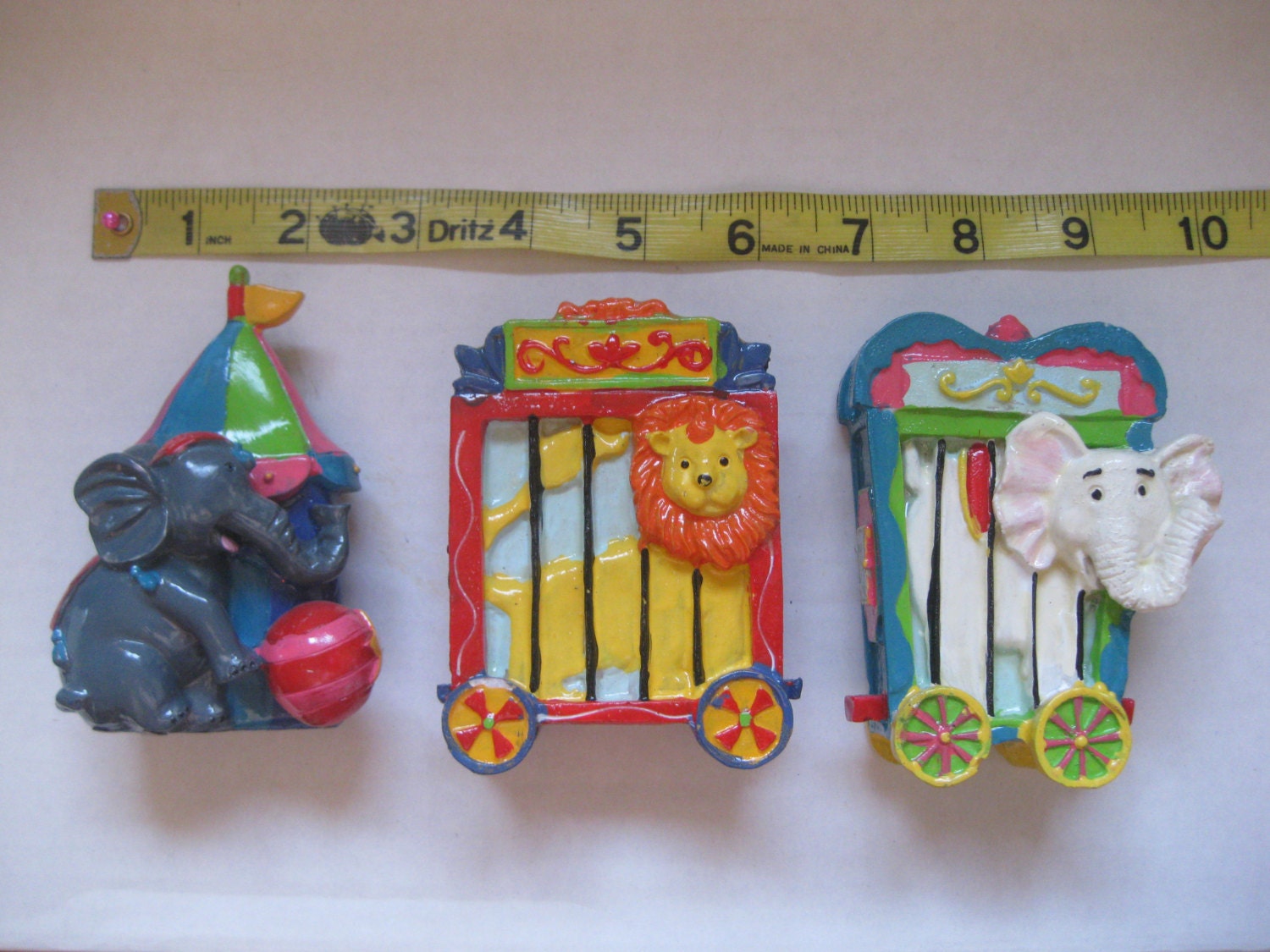 Figurines, Traveling Circus Animals, Colorful and Strong, Elephants and Lion