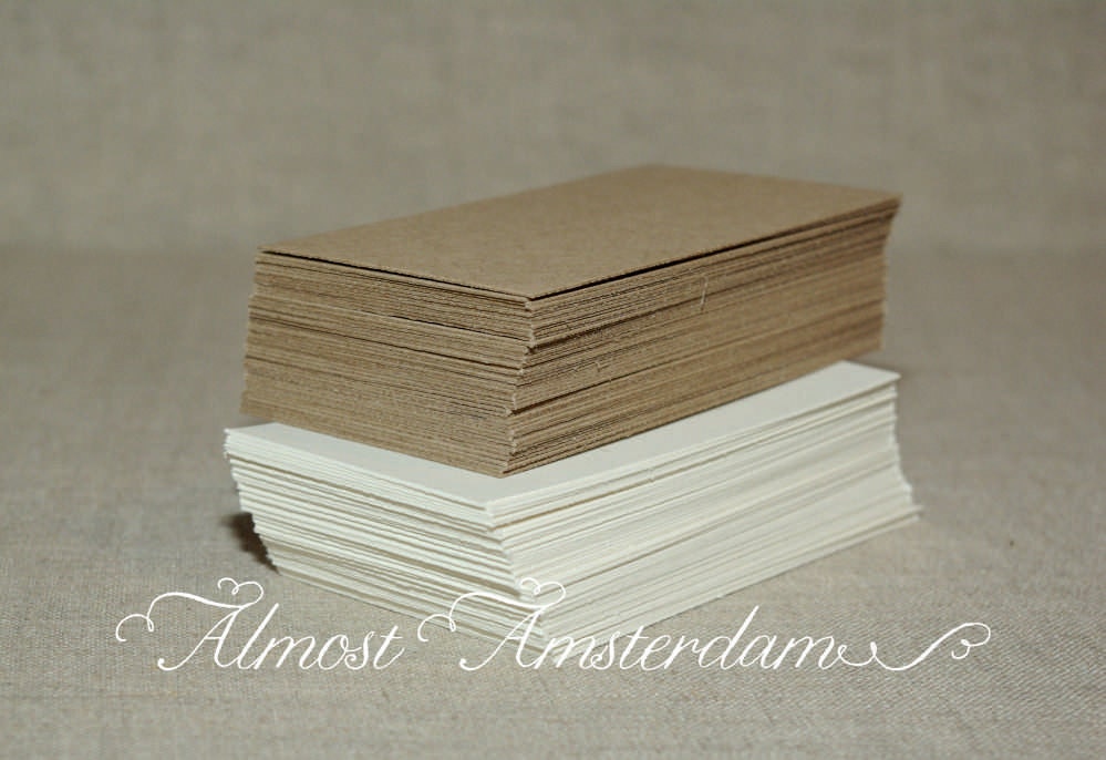 50 Eco-friendly Business Cards / Flat Cards / Place Cards for DIY (Made from RECYCLED cardstock)