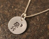 Custom Hand Stamped Sterling Silver Mommy Stick Figure with number of children Mothers Necklace