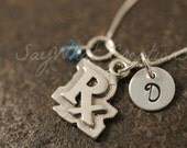 Hand Stamped Sterling Silver Pharmacist RX Charm Necklace