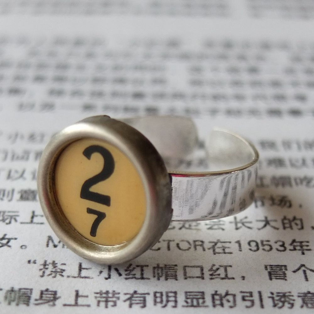 Special numbers collection - the rare upcycled typewriter key ring - the cream key 2 7