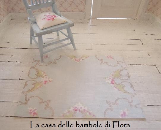 Shabby Chic duck egg blue rug (small) - 1/12 dolls house dollhouse miniature