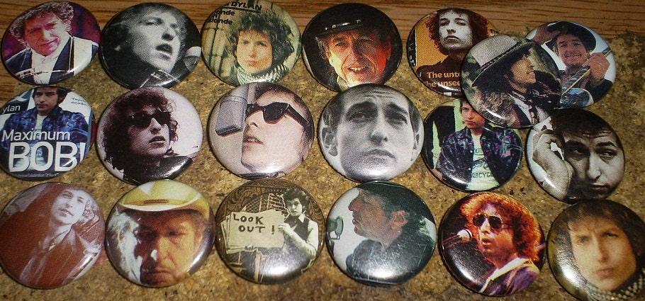 BOB DYLAN Grab Bag of 5 Buttons random one inch pinback badge set