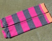 Color Block Leg Warmers Pink and Gray Striped baby legs, baby girl, baby shower gift, arm warmers, leggings