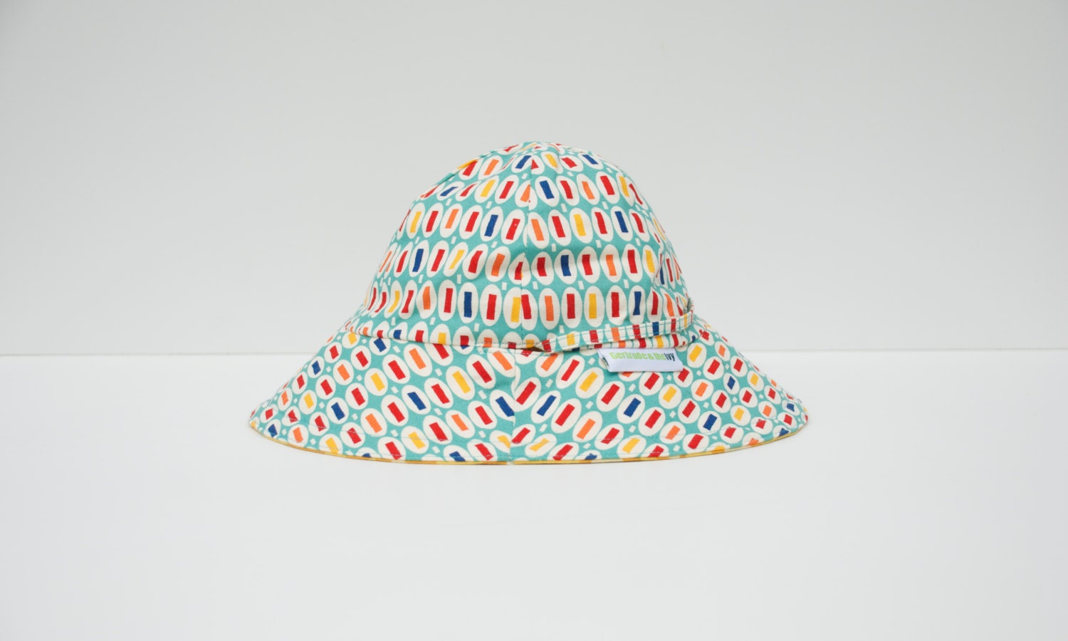 Toddler Sun Hat Reversible with strap (1-3 years) - Turquoise Beans