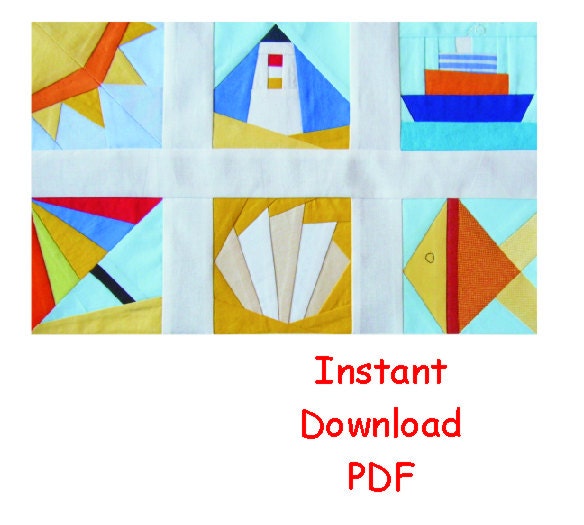 Beach Paper pieced PDF Patterns quilt blocks ship by RightPatterns