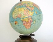1936 Pre WWII 9" World Globe - Rand McNally Indexed Terrestrial Art Globe Nautical Theme