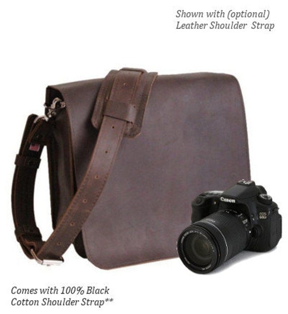 10" Brown Napa Mission Leather Camera Bag - Made in America
