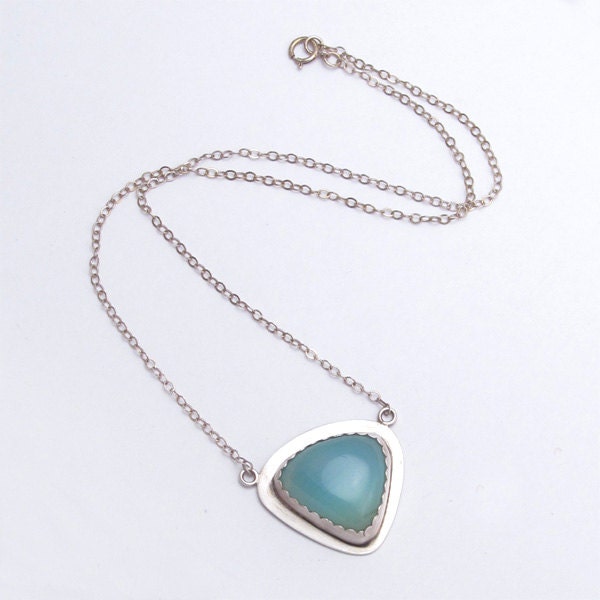 Blue and Silver Necklace - chalcedony gemstone and sterling silver jewelry