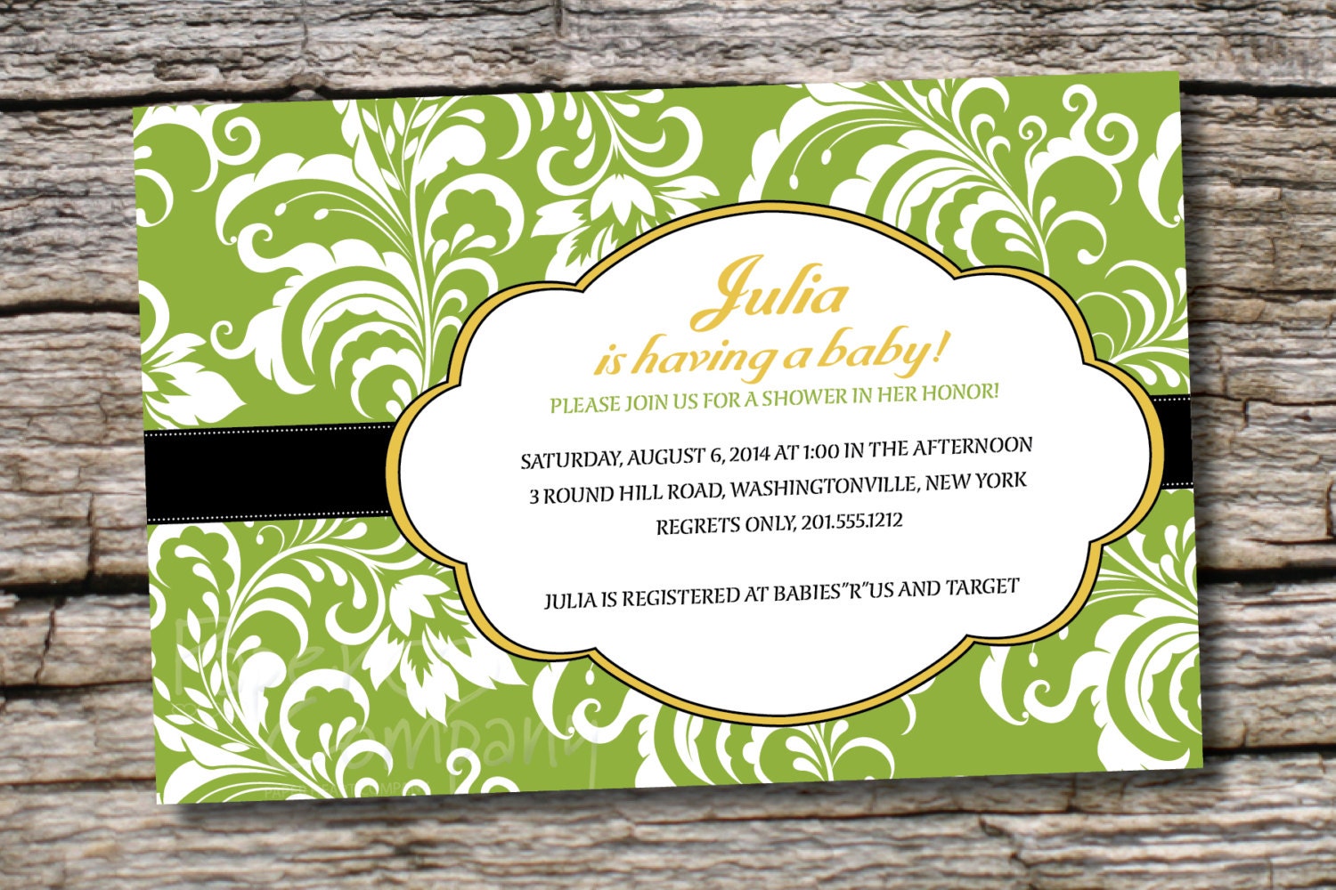 BOLD DAMASK Modern Baby Shower Bridal Shower Invitation - You Print Il_570xn