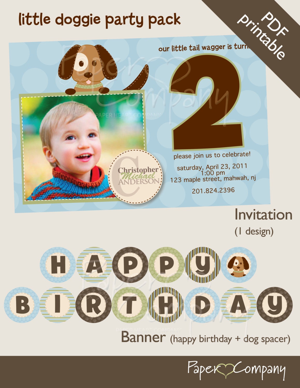LITTLE DOGGIE Birthday Party Package Event Printable diy Customizable