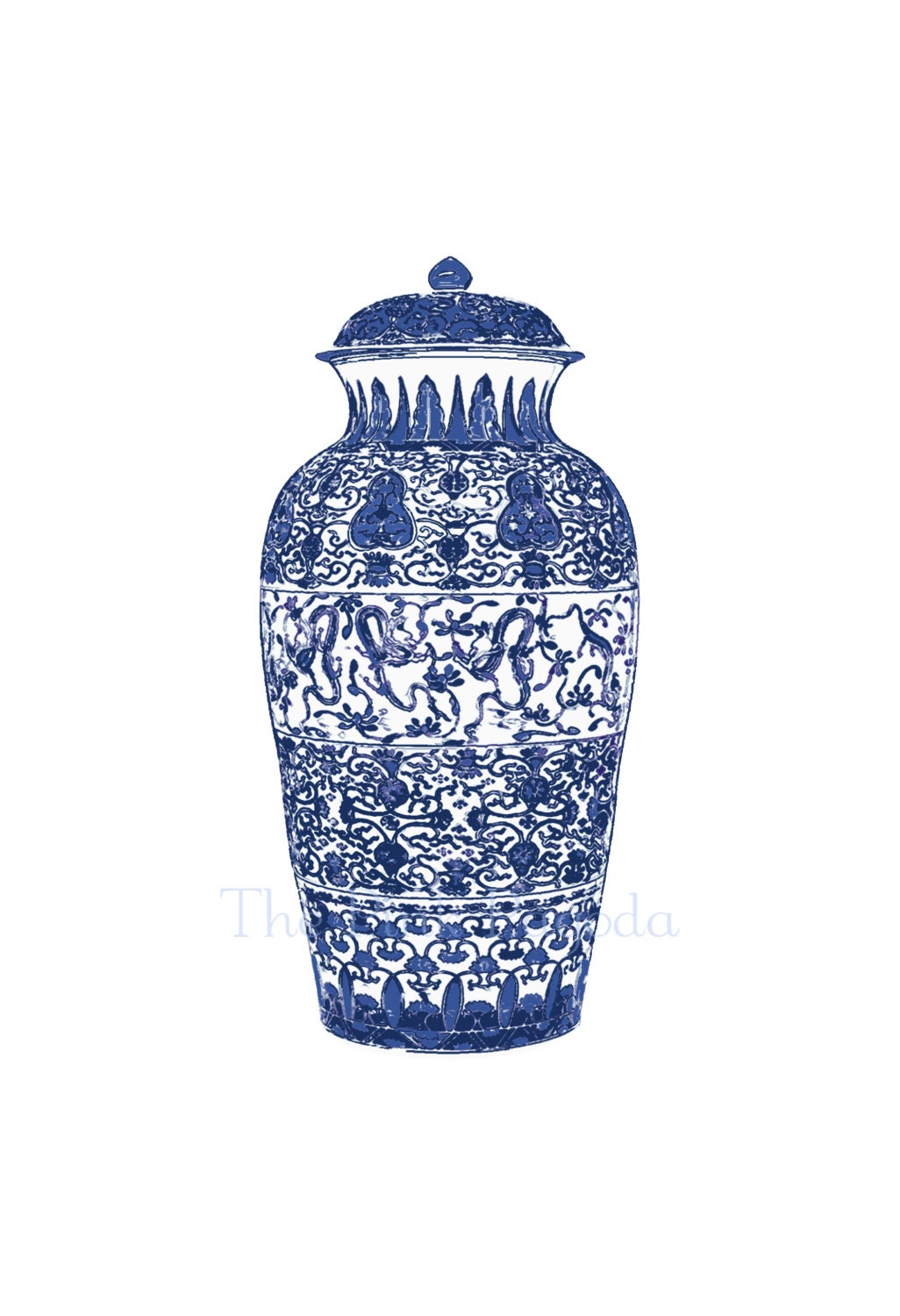 Blue and White Chinese Ginger Jar 13x19 Giclee