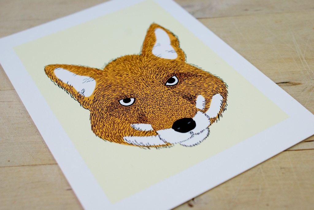 The Lookout Fox 5x7 Archival Quality Print of Pen/Digital Illustration