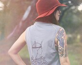 Flowerchild Screenprinted Grey Drape Vest