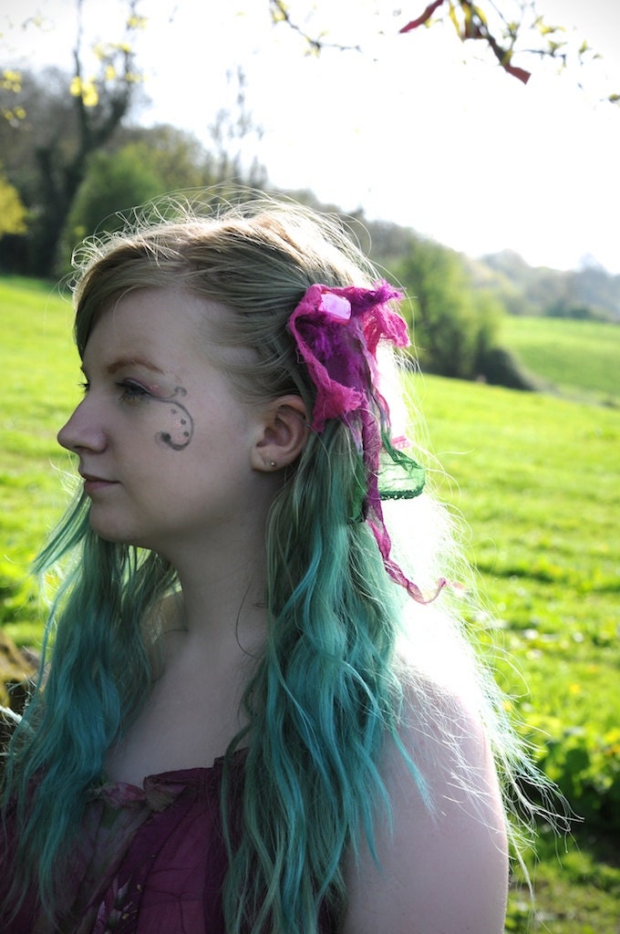 Purple hairclip, Pretty festival fairy hair accessory, shabby chic bohemian hair clip