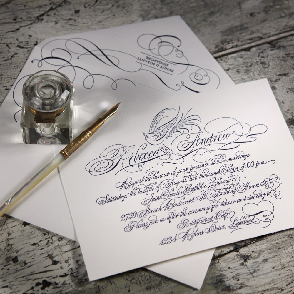 Pen&Ink Letterpress Wedding Invitation Suite