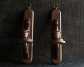 Victorian Wooden Candle Holder Sconces - Vintage Wall Hanging