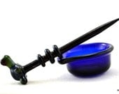 Blue Glass dish and dabber set