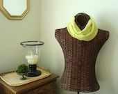 Cashmere Infinity Scarf CITRON Upcycled Clothing Eco Fashion Eco Gift Neon Yellow by WormeWoole