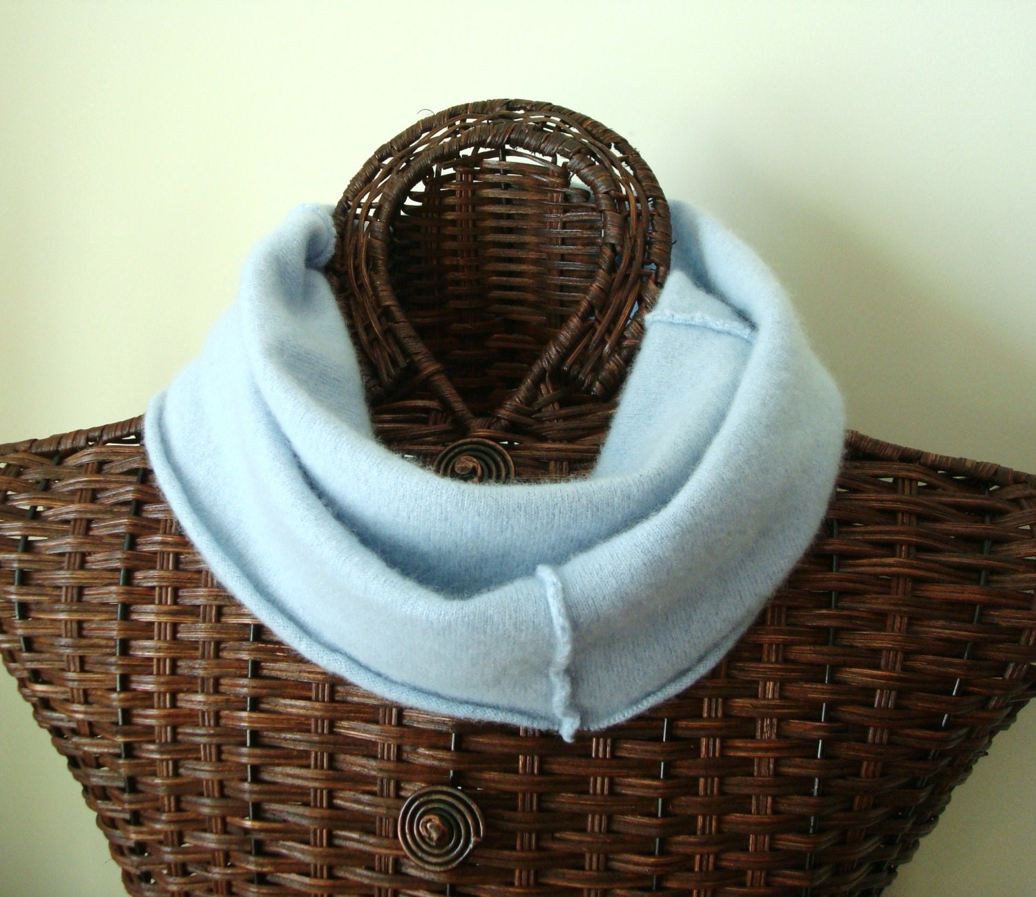 Cashmere Infinity Scarf BABY BLUE Upcycled Eco Gift Eco Fashion Cashmere Scarf by WormeWoole
