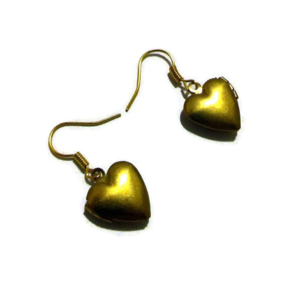 Gold Heart Locket Earrings